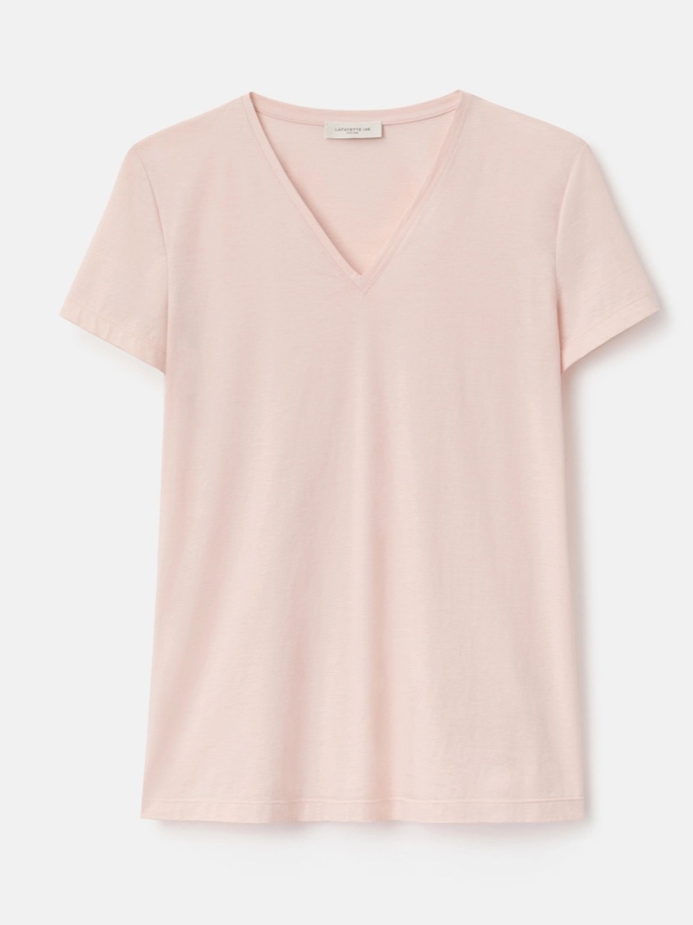 Lafayette 148 New York COTTON JERSEY V-NECK T-SHIRT ROSEWATER